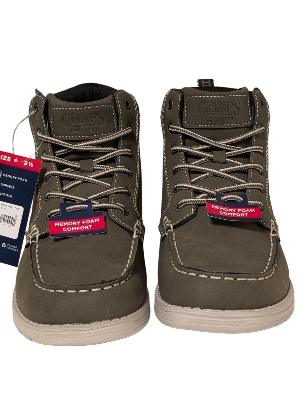 Chaps Derek Moc Toe Chukka Boots Olive Men Size 8.5 Memory Foam New Box